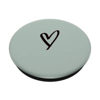 Pastelový abstraktný srdcový minimalistický motív pre dievčatá, minimalistické šalviovo zelené srdce, perokresba, pastelový PopSocket s vymeniteľným držiakom PopGrip 2