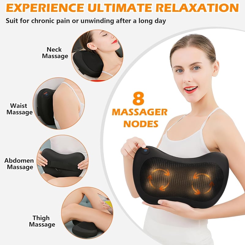PAT JUUMG Shiatsu masszázspárna hőfunkcióval, nyak és váll masszírozó 3D forgó funkcióval