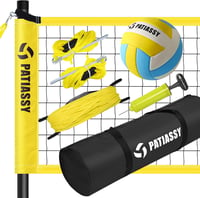 Patiassy Profi Röplabda Háló Hordozható Összecsukható 32x3,3ft Sárga Edzéshez 1