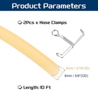 PATIKIL természetes latex gumicső bilincsekkel, 5mm belső / 8mm külső átmérő - 10 ft 2