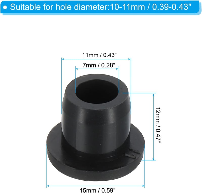 PATIKIL 11 mm-es Fekete Gumi Dugók - 16 db Szilikon Tömítődugó 10-11 mm-es Furatokhoz