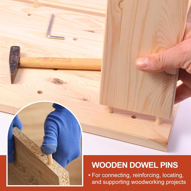 PATIKIL 150 db 6x20 mm hornyolt fa dübel készlet bútor és kézműves projektekhez