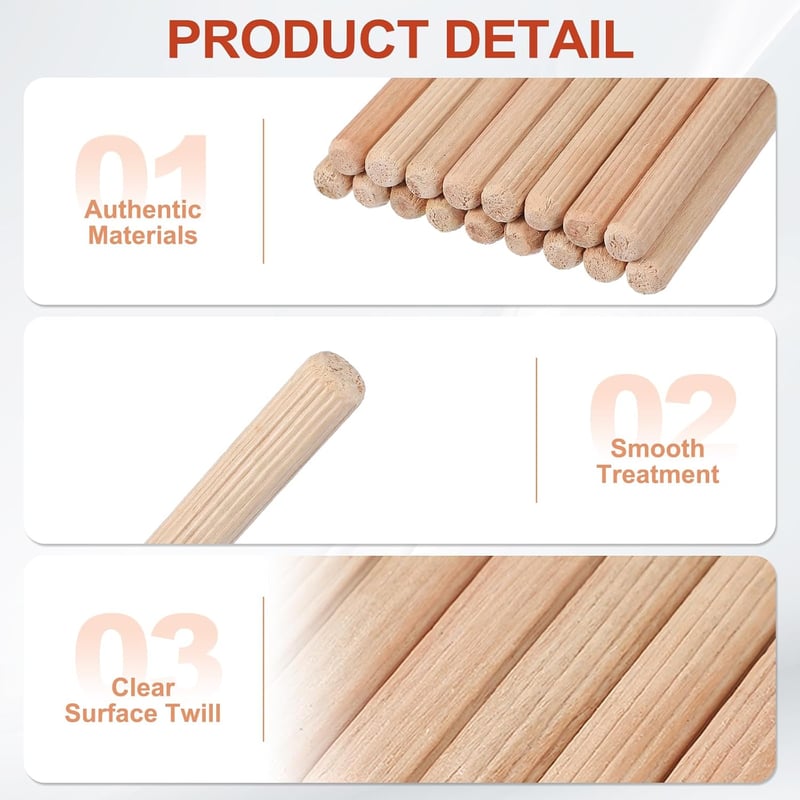 PATIKIL 150 db 6x20 mm hornyolt fa dübel készlet bútor és kézműves projektekhez