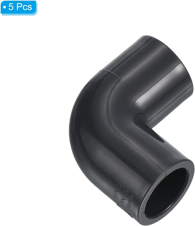 PATIKIL 16mm UPVC csőcsatlakozó 90 fokos szög adapter 5 darab szürke
