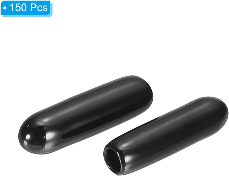 PATIKIL 2,5mm Gumis Csavarvédő Sapka 150db Fekete Csőhöz Rudhoz Csavarokhoz