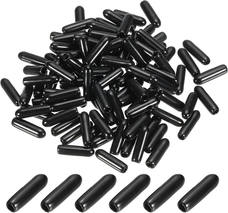 PATIKIL 2,5mm Gumis Csavarvédő Sapka 150db Fekete Csőhöz Rudhoz Csavarokhoz