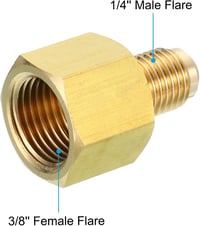 PATIKIL 3/8" x 1/4" SAE 45° Sárgaréz Flare Adapter Csatlakozó Gáz Levegő Hűtéshez 3