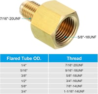 PATIKIL 3/8" x 1/4" SAE 45° Sárgaréz Flare Adapter Csatlakozó Gáz Levegő Hűtéshez 5