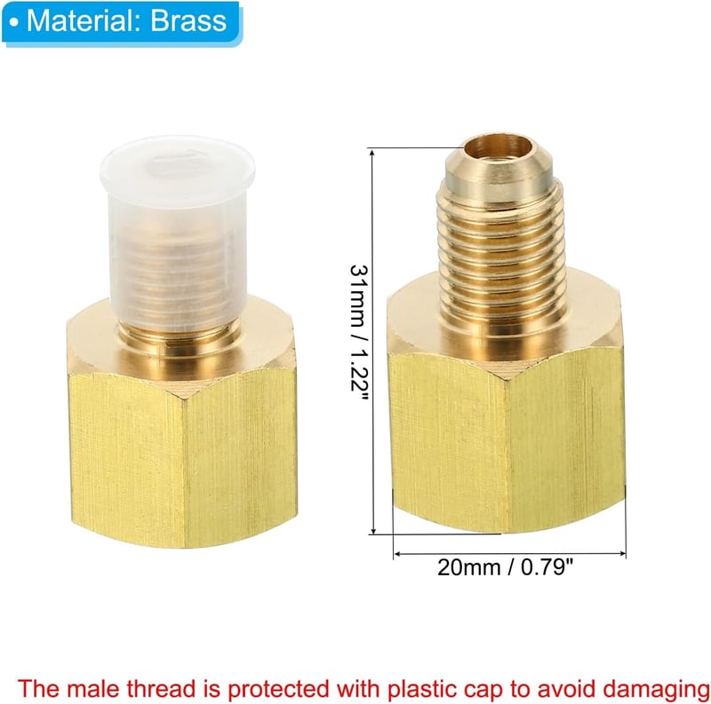 PATIKIL 3/8" x 1/4" SAE 45° Sárgaréz Flare Adapter Csatlakozó Gáz Levegő Hűtéshez