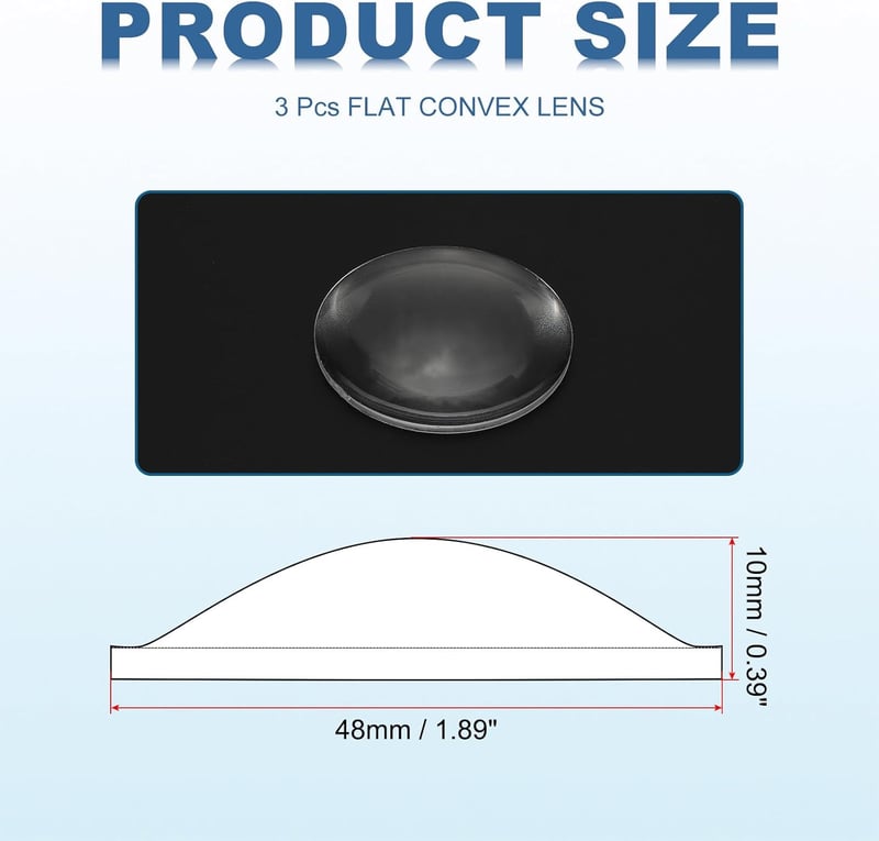 PATIKIL 48mm Domború Lencse 3db Akril LED Optika Fényszóró Lámpa