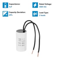 PATIKIL 4uF CBB60 Indítókondenzátor 450V 50/60Hz Kompresszor Szivattyú 3