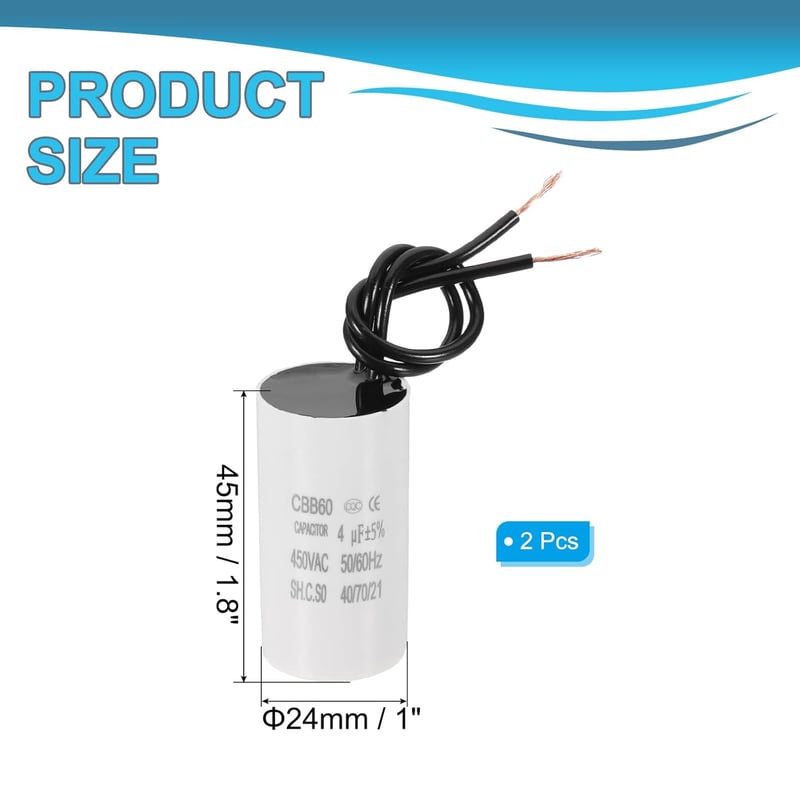 PATIKIL 4uF CBB60 Indítókondenzátor 450V 50/60Hz Kompresszor Szivattyú