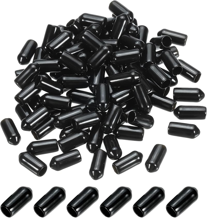 PATIKIL 5,5mm Gumis Csavarvédő Sapka 150db Fekete Csőhöz Rudhoz Csavárhoz
