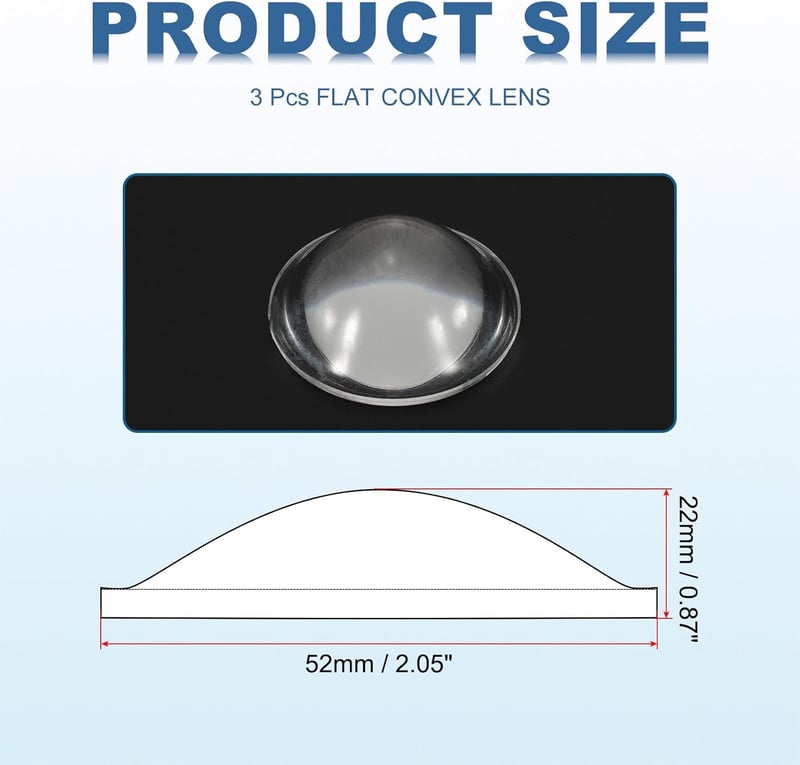 PATIKIL 52mm Domború Lencse 3db Akril LED Optika Fényszóró Lámpa