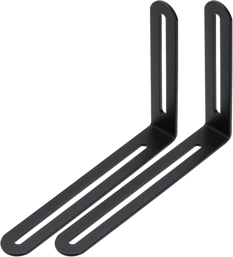 PATIKIL 6,5 Inch L-alakú sarokmerevítő csúsztatható szögcsatlakozóval, 2 darab, fekete bútor erősítő