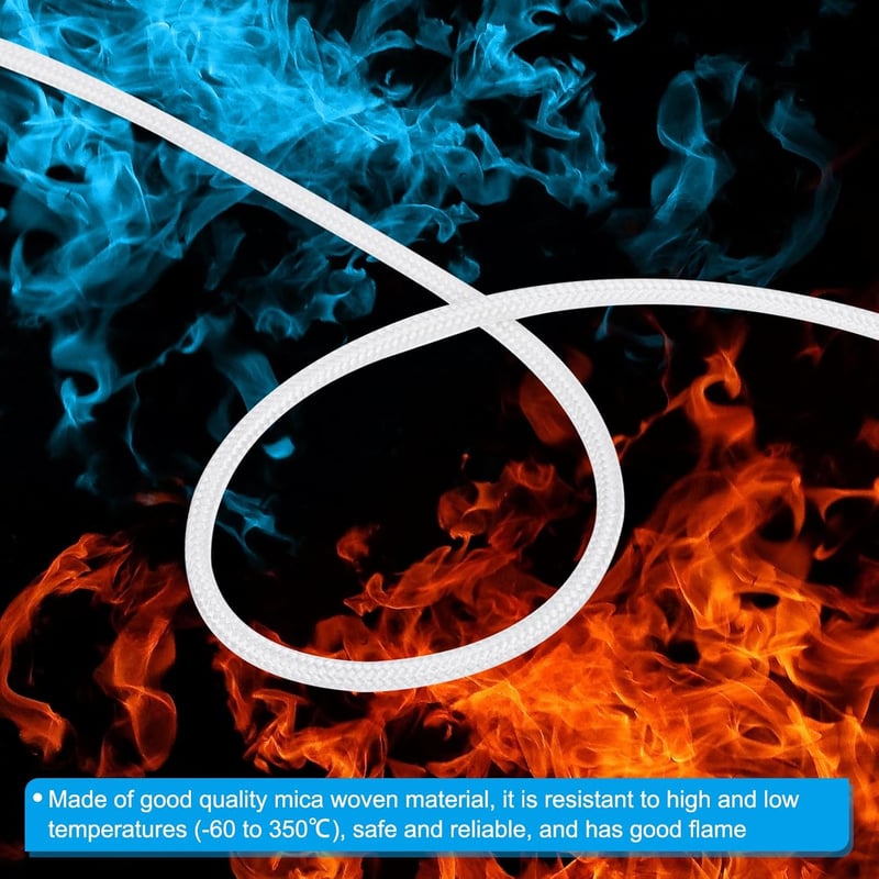 PATIKIL 6m 11AWG Szilika Üvegszál Hőálló Vezeték -60-500°C Rugalmas Kábel Fehér
