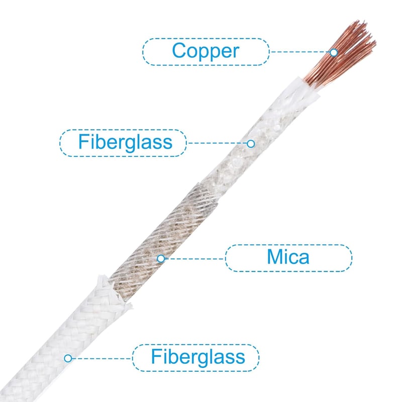 PATIKIL 6m 11AWG Szilika Üvegszál Hőálló Vezeték -60-500°C Rugalmas Kábel Fehér