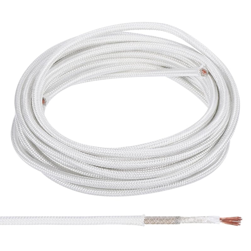 PATIKIL 6m 11AWG Szilika Üvegszál Hőálló Vezeték -60-500°C Rugalmas Kábel Fehér