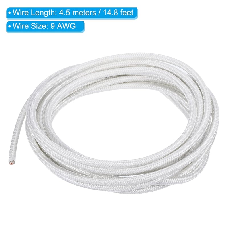 PATIKIL 9AWG Hőálló Vezeték 500°C-ig, Mica Üvegszál Szigetelésű Flexibilis Kábel Fűtéshez