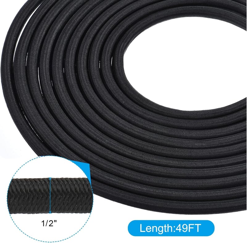 PATIKIL Bungee Shock Cord 12mm x 15m Poliészter Rugalmas Kötél Kajak Sátor Terhelésrögzítéshez
