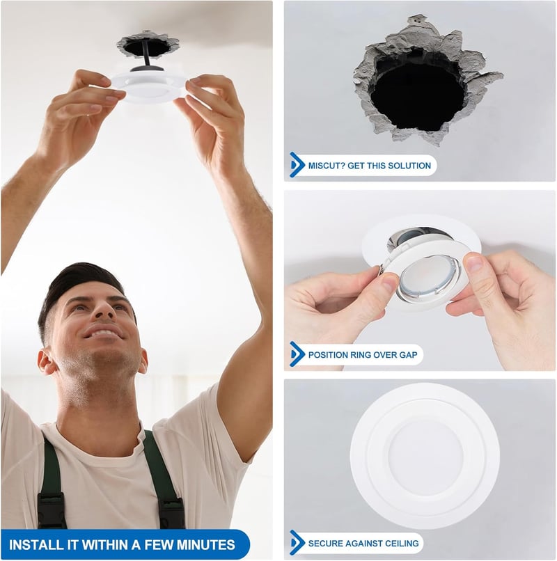 PATIKIL Inel decorativ alb pentru plafonieră, 2 buc, inel cadru spot încastrat