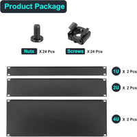 Panou orb metalic PATIKIL, 19 inch, 1U 2U 4U pentru rack server, negru, set de 2 piese cu accesorii de montare 5