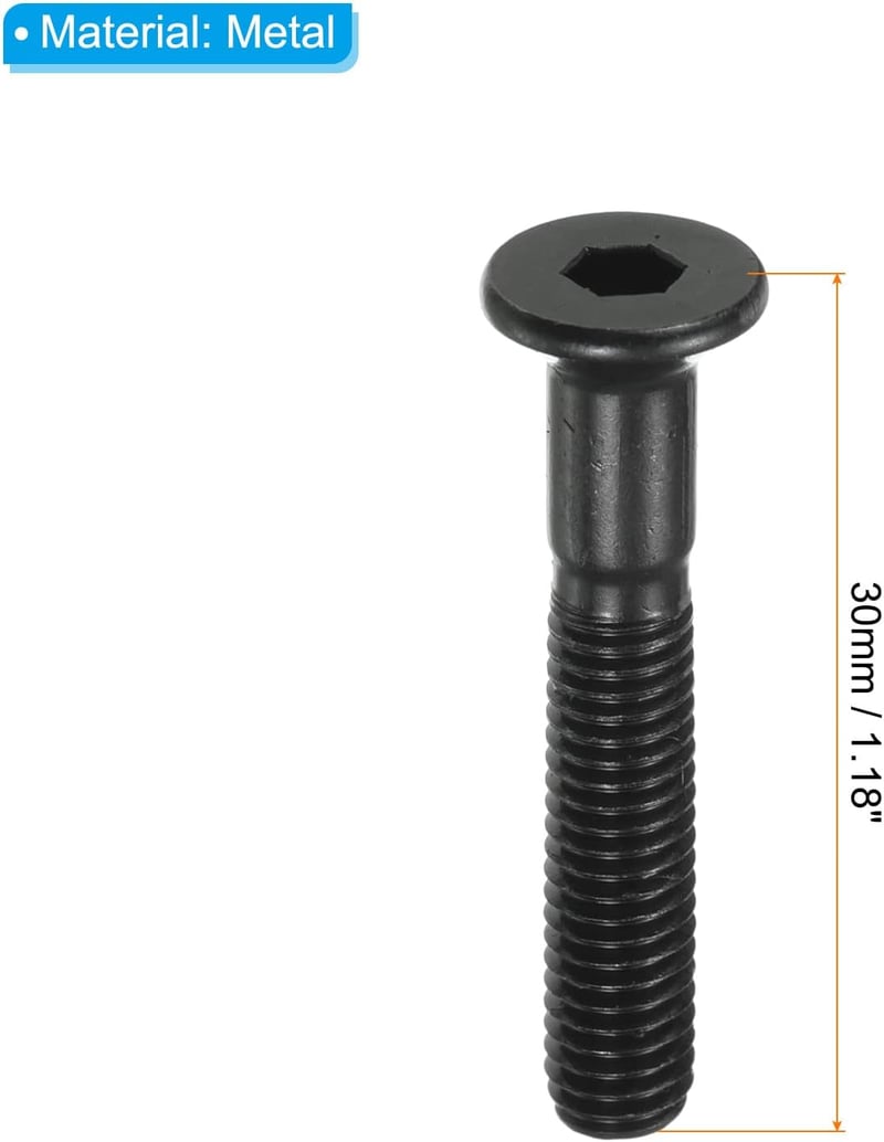 PATIKIL Gördeszka Rögzítő Készlet - Fém Csavarok, Anyák és Csavarkulcs Longboard és Cruiser Deszkákhoz - 30mm Fekete