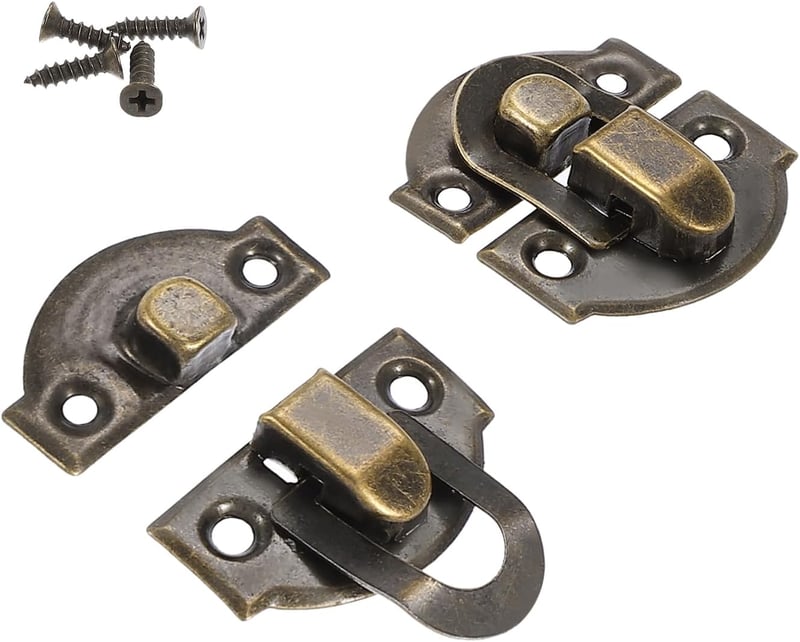PATIKIL Vintage bronz színű fém retesz zár kampó kis dobozhoz, 20 db csavaros zárpánt, ékszertartó szekrényhez