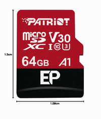 Pamäťová karta Patriot Memory PEF64GEP31MCX 64 GB EP A1 V30 microSD SDXC pre telefóny a tablety s Androidom na nahrávanie 4K videa 4