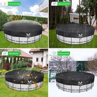 PATWING Időjárásálló Medencetakaró 280 cm Átmérőjű - UV-Ellenálló Oxford Védőponyva Intex és Bestway Medencékhez Rögzítőkábelekkel (220-280 6