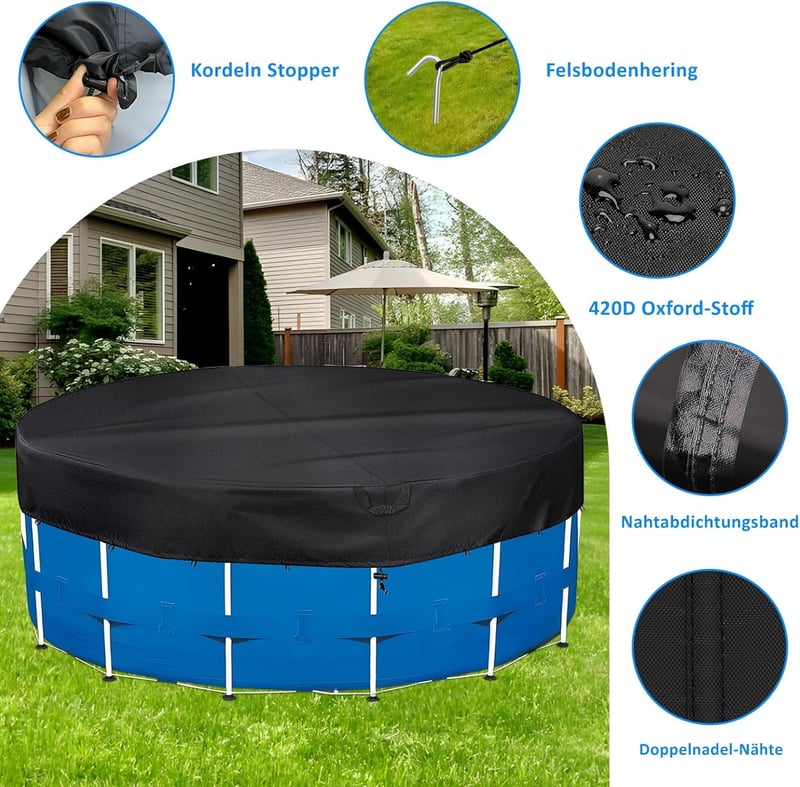 PATWING Kerek Medence Takaró 370cm UV-Álló Intex Bestway Poolhoz