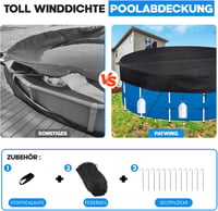 PATWING Kerek Medence Takaró 370cm UV-Álló Intex Bestway Poolhoz 4