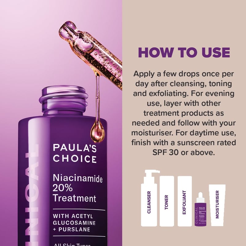 Paula's Choice CLINICAL Niacinamid 20% Szérum - Pórusösszehúzó Pigmentfolt Kezelés 20ml