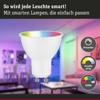 Bec LED Paulmann 29147 Standard 230V Smart Home Zigbee Reflector GU10 350lm 4,8W RGBW+ Reglabil Alb Mat 2