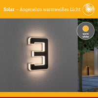 Lampă solară pentru număr de casă Paulmann 79844, cifră 3, LED 0,2W, 3000K, IP44, negru, iluminat exterior 3