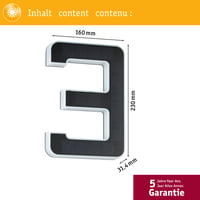 Lampă solară pentru număr de casă Paulmann 79844, cifră 3, LED 0,2W, 3000K, IP44, negru, iluminat exterior 4