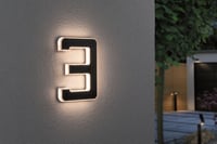 Lampă solară pentru număr de casă Paulmann 79844, cifră 3, LED 0,2W, 3000K, IP44, negru, iluminat exterior 5