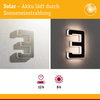 Lampă solară pentru număr de casă Paulmann 79844, cifră 3, LED 0,2W, 3000K, IP44, negru, iluminat exterior 2