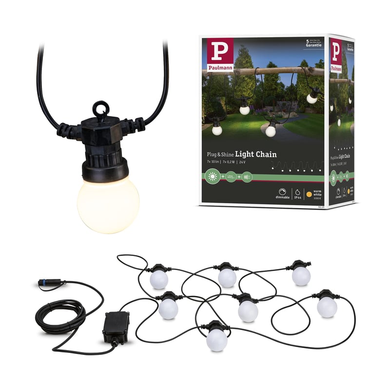 Paulmann 94165 Plug & Shine vanjski svjetlosni niz IP44 3000K 7x5 lm 24V LED dekorativna rasvjeta za terase