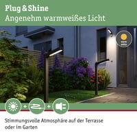 Paulmann 94547 Plug & Shine Ito LED vonkajšie stĺpikové svietidlo, vertikálne, IP65, 6W, antracit, 3000K 3