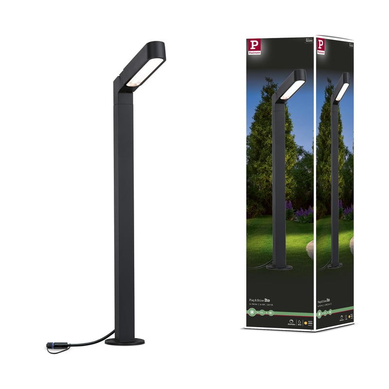 Paulmann 94547 Plug & Shine Ito LED vonkajšie stĺpikové svietidlo, vertikálne, IP65, 6W, antracit, 3000K