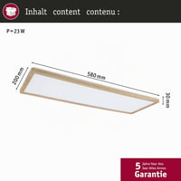 Paulmann Atria Shine 71031 LED panel stropna svjetiljka s pozadinskim osvjetljenjem, četvrtasta, IP44, 22W, 2300lm, 580x200mm, plastika s efektom drveta, 3000K 5