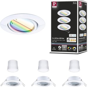 Paulmann Base 92466 LED ugradbena svjetiljka Zigbee, okretna, RGBW+, bijela - 3x4,9W