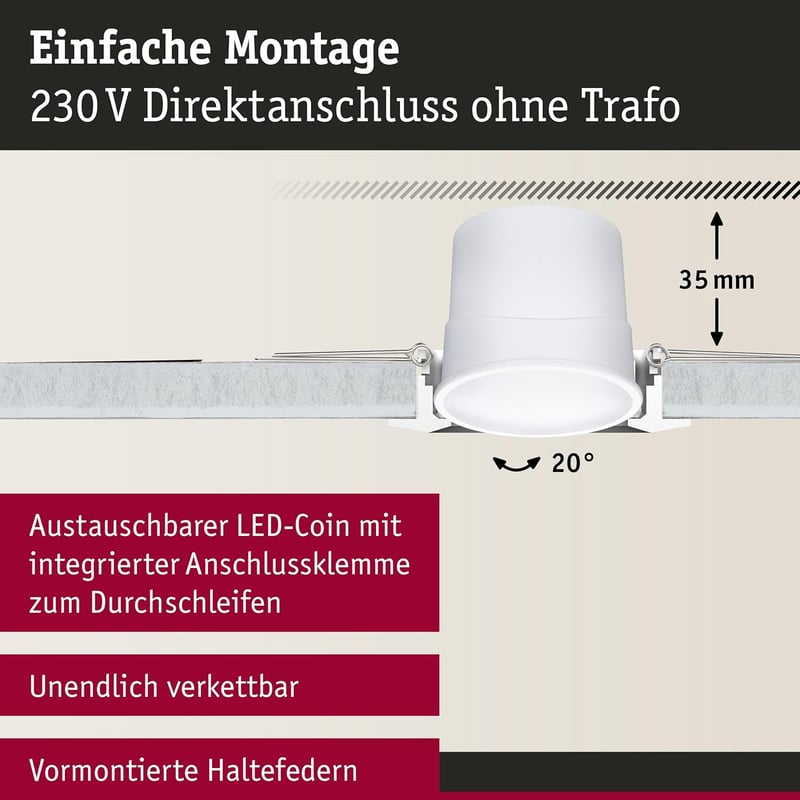 Paulmann LED beépíthető lámpa Zigbee okosotthon 3x4,9W fehér forgó
