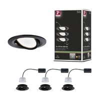 Paulmann Nova 94472 LED ugradbena svjetiljka 3 kom. Coin zakretna toplo bijela 3-stupanjsko prigušivanje okrugla 3x6,5W crna mat aluminij 2700K 1