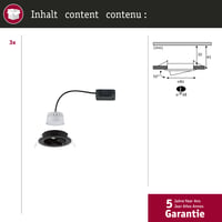 Paulmann Nova 94472 LED ugradbena svjetiljka 3 kom. Coin zakretna toplo bijela 3-stupanjsko prigušivanje okrugla 3x6,5W crna mat aluminij 2700K 2
