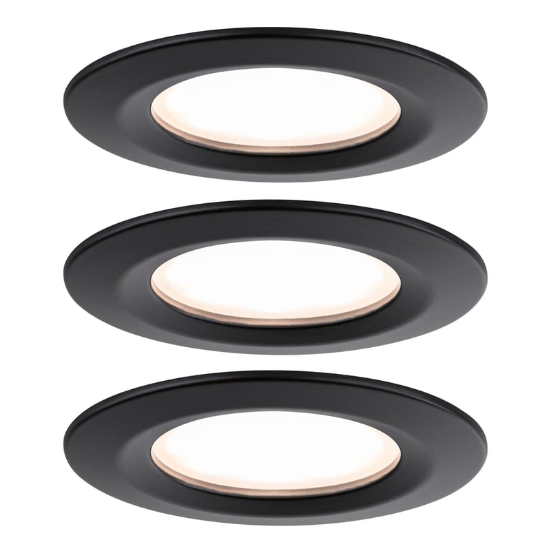 Paulmann Nova Plus 93081 LED vstavané svietidlo Coin Basisset IP44 okrúhle 78 mm 3x6W stmievateľné 2700K čierna matná bodové vstavané svietidlo 230V