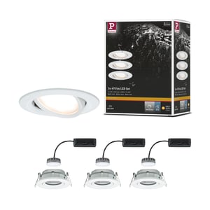 Spot LED încastrabil Paulmann Nova Plus 936.82, rotund, 3x6,8W, alb mat, orientabil, reglabil, IP44, protejat împotriva stropirii cu apă