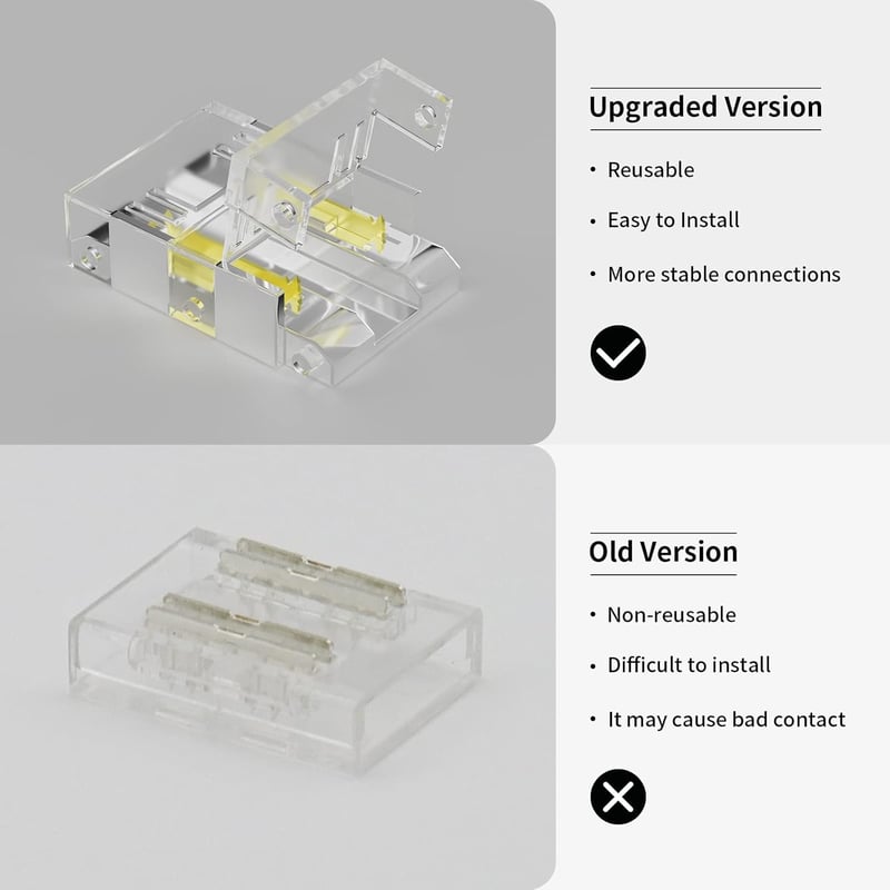 PAUTIX CCT COB LED Szalag Csatlakozó Készlet - 4-Tűs 10mm Széles LED Szalagokhoz, Átlátszó Illesztők és Hosszabbító Kábelek