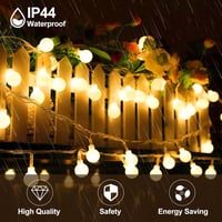 PAVIBOIN 13m 100 LED Gömb Fényfüzér Távirányítóval, Vízálló Kültéri Beltéri Dekoráció 8 Mód 6